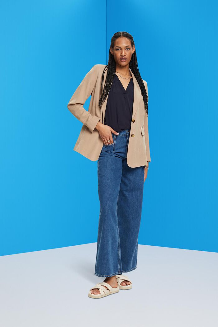 Bluse mit V-Neck, LENZING™ ECOVERO™