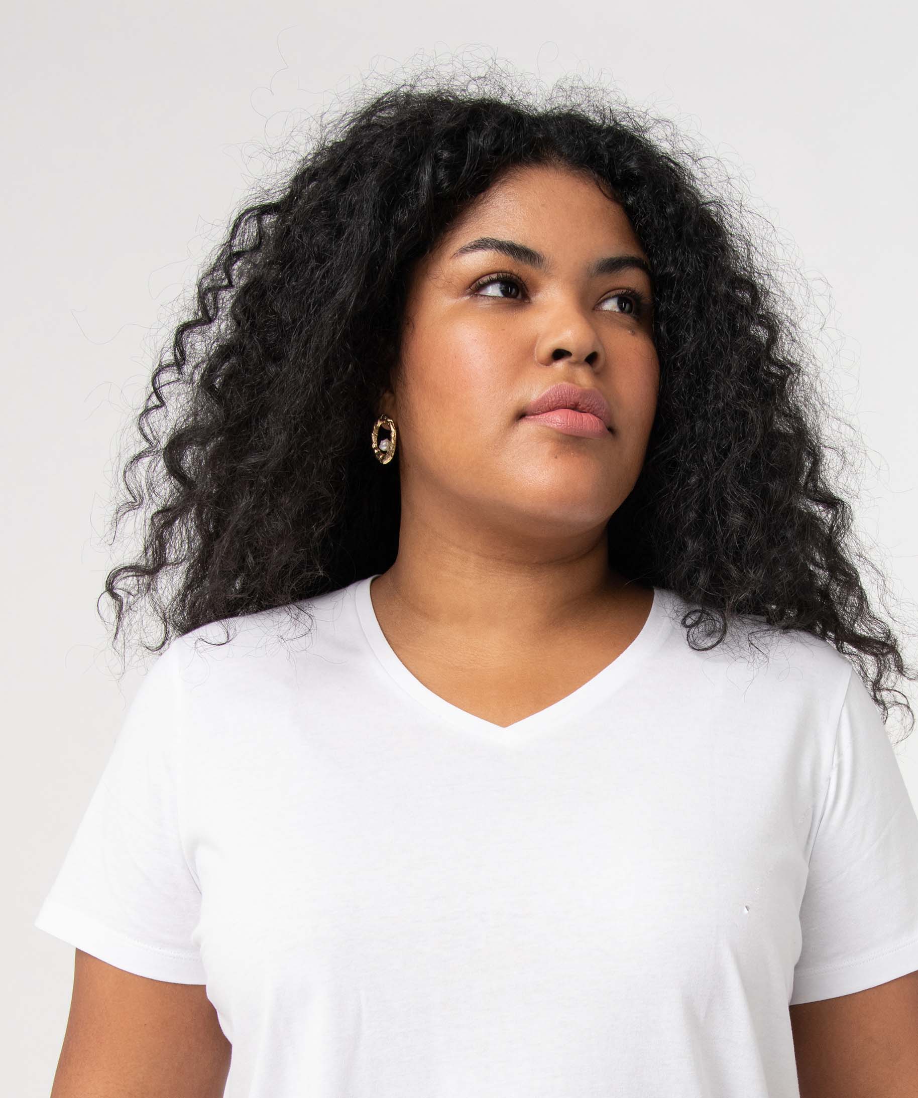 Tee-shirt femme grande taille avec col V blanc | GEMO