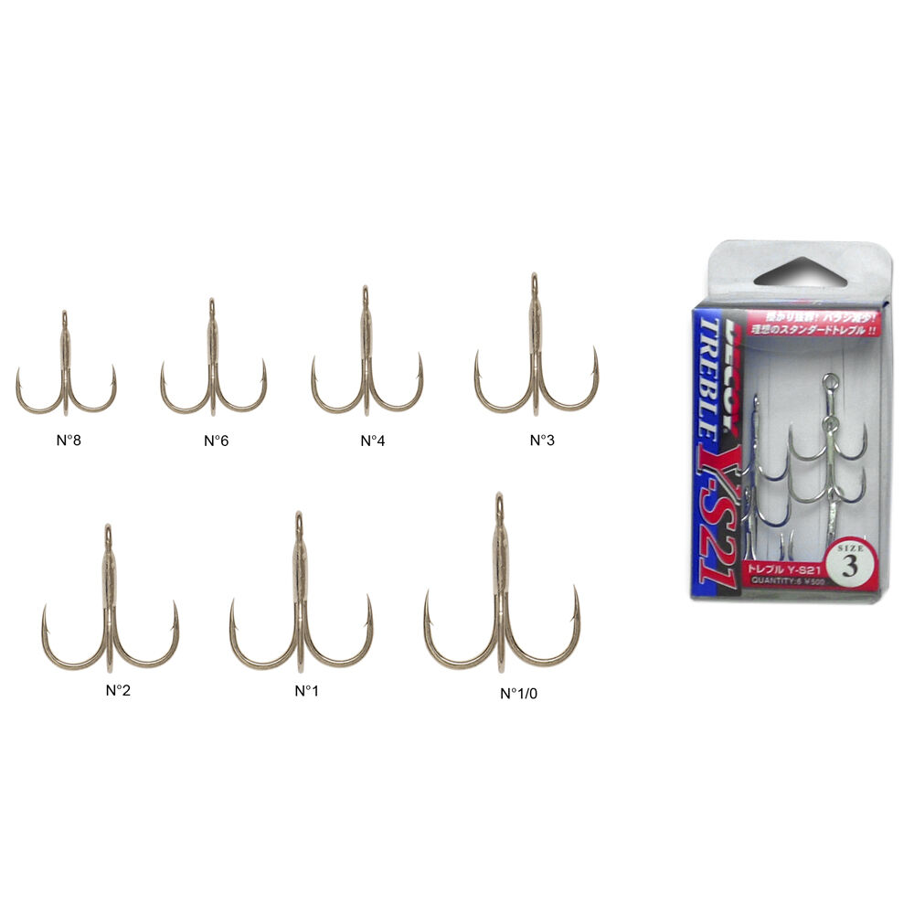 Decoy YS 21 treble hooks (x6)