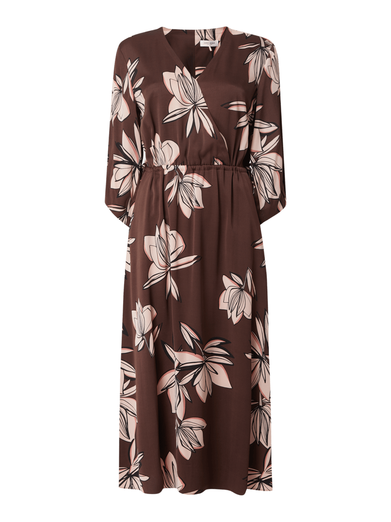 Midikleid in Wickel-Optik in haselnuss braun