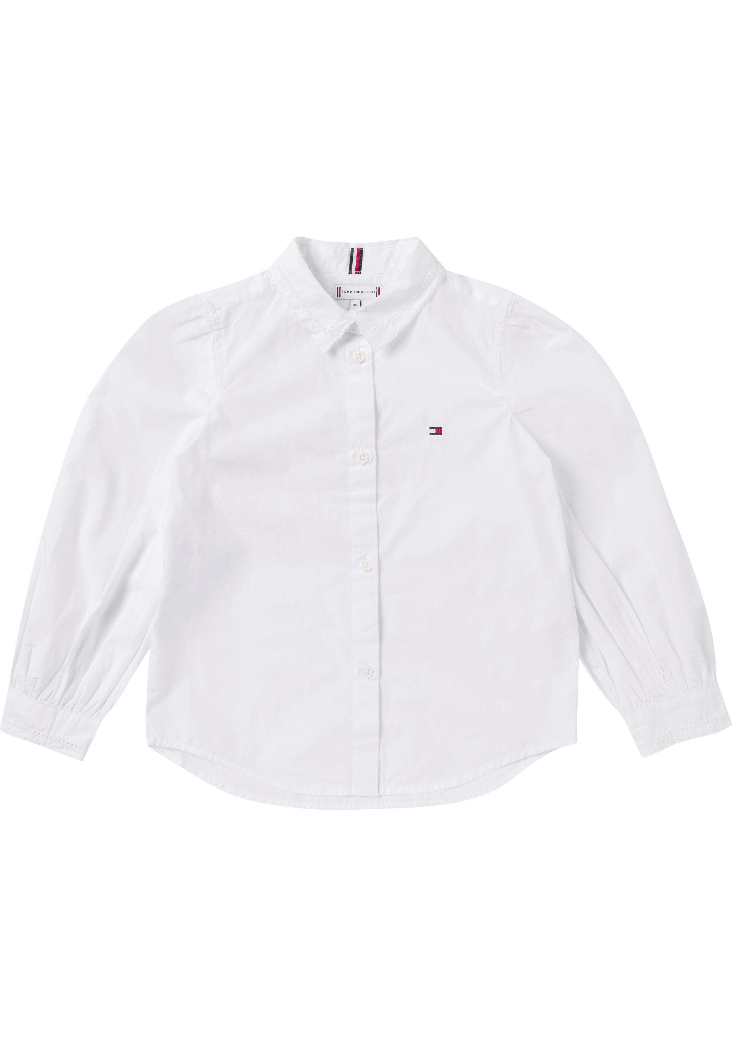 Tommy Hilfiger Langarmbluse AJOUR PUFF SLEEVE SHIRT L/S (1-tlg) mit Ajourmuster an Kragen und Manschetten