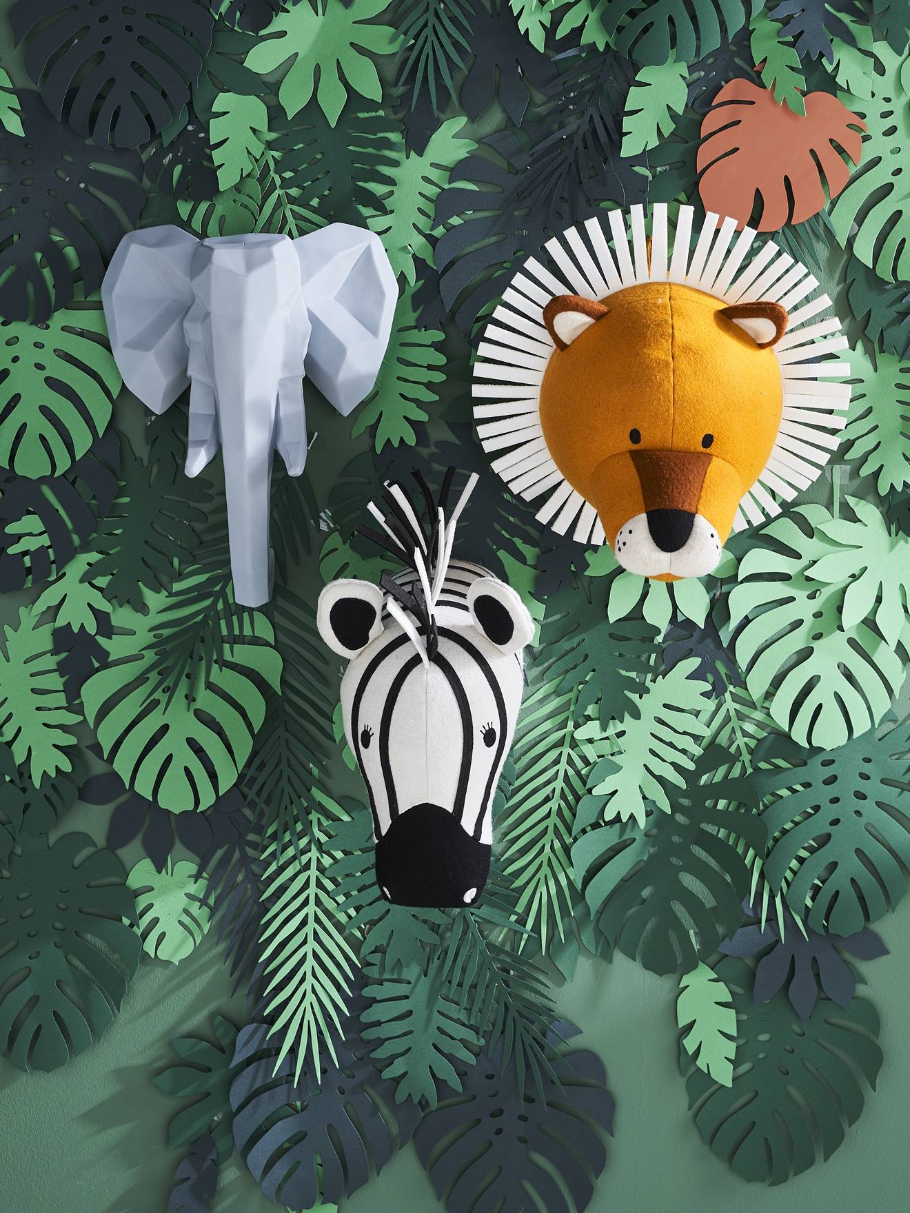 Trophée mural éléphant lumineux gris