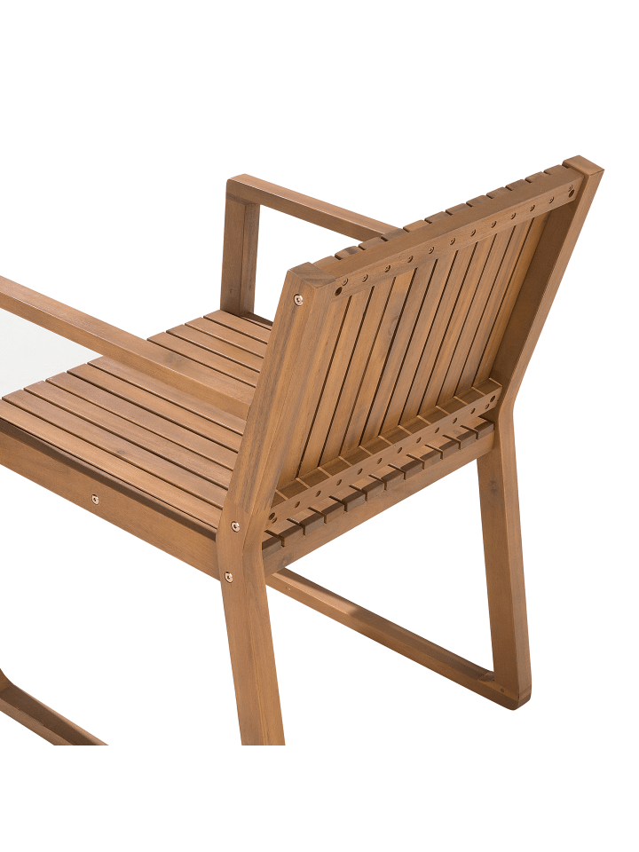 Beliani 9-tlg Gartentisch Set SASSARI in Heller Holzfarbton/Weiß/Blau günstig kaufen onesize