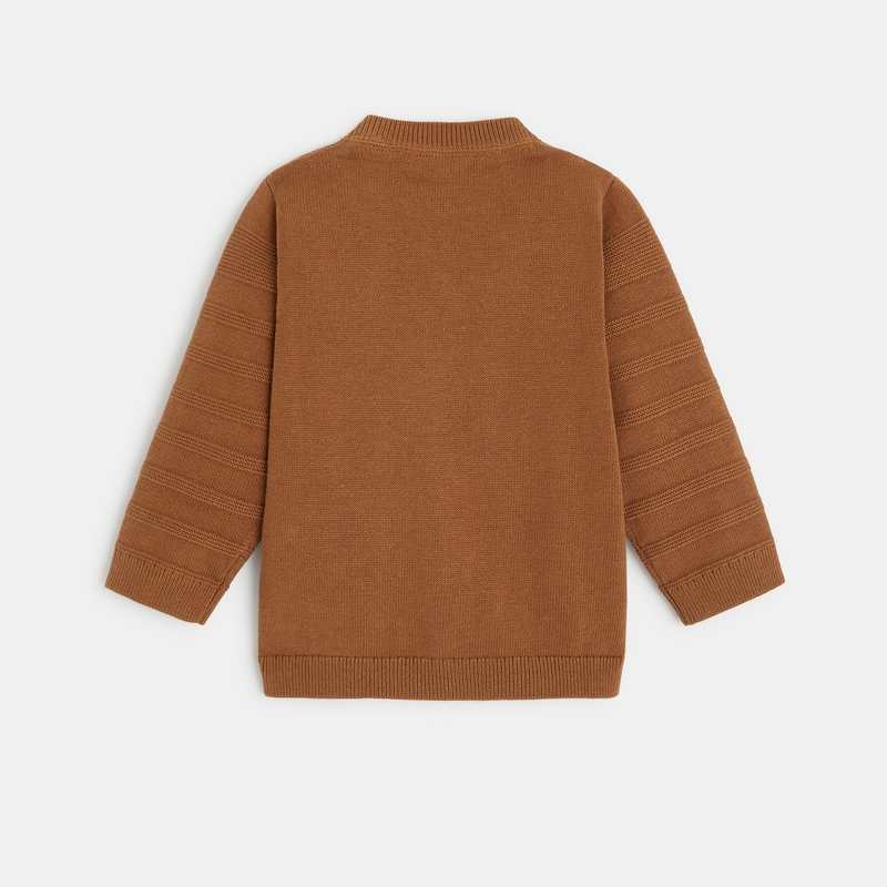 Gilet zippé maille fantaisie marron bébé garçon