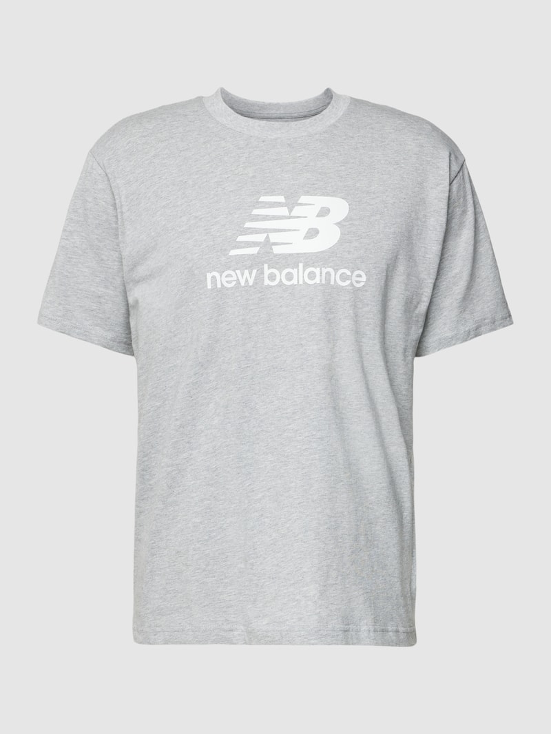 T-Shirt mit Logo-Print in hellgrau meliert
