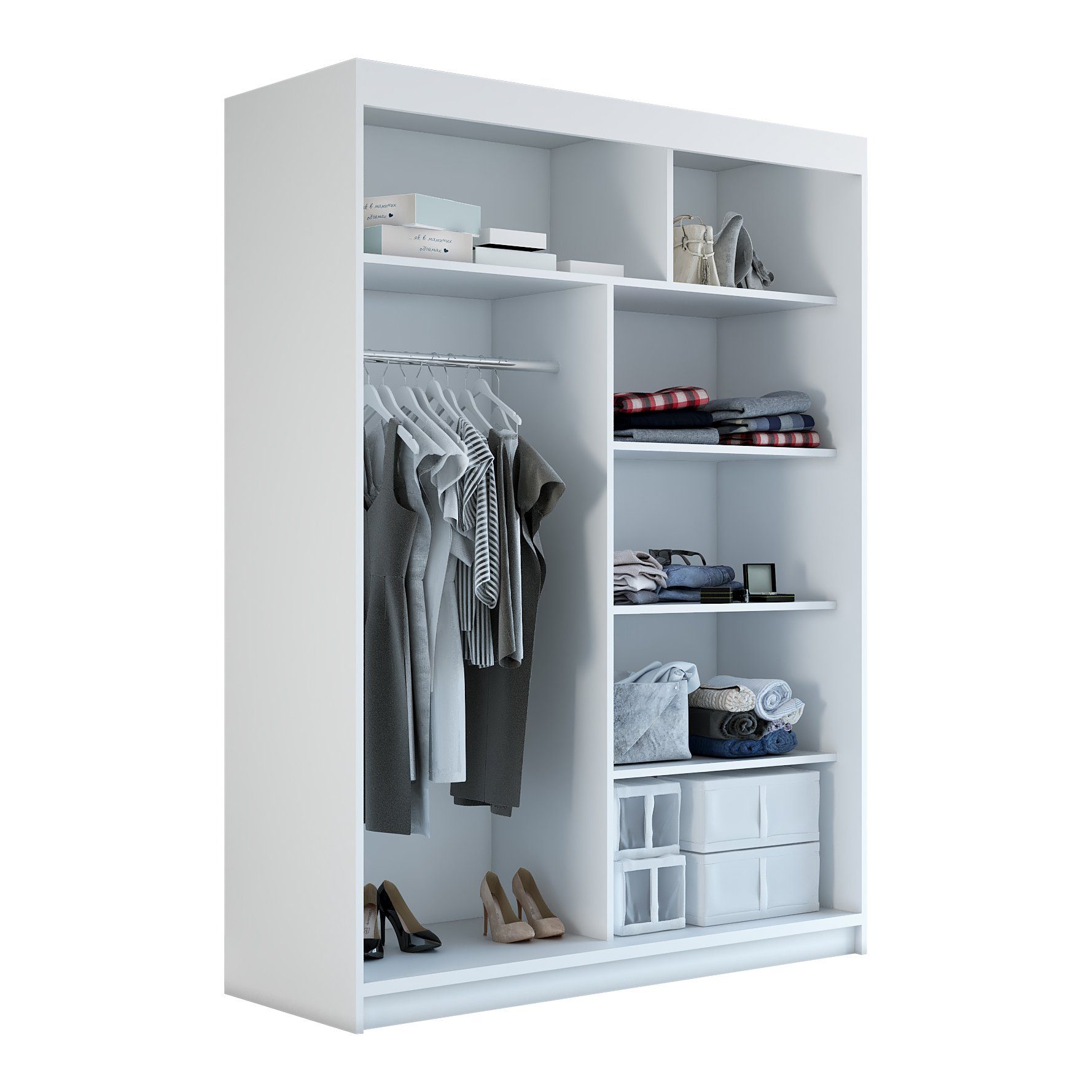 A&J MöbelLand GmbH Schwebetürenschrank NEO 160 cm 2-türig Schrank mit Spiegel