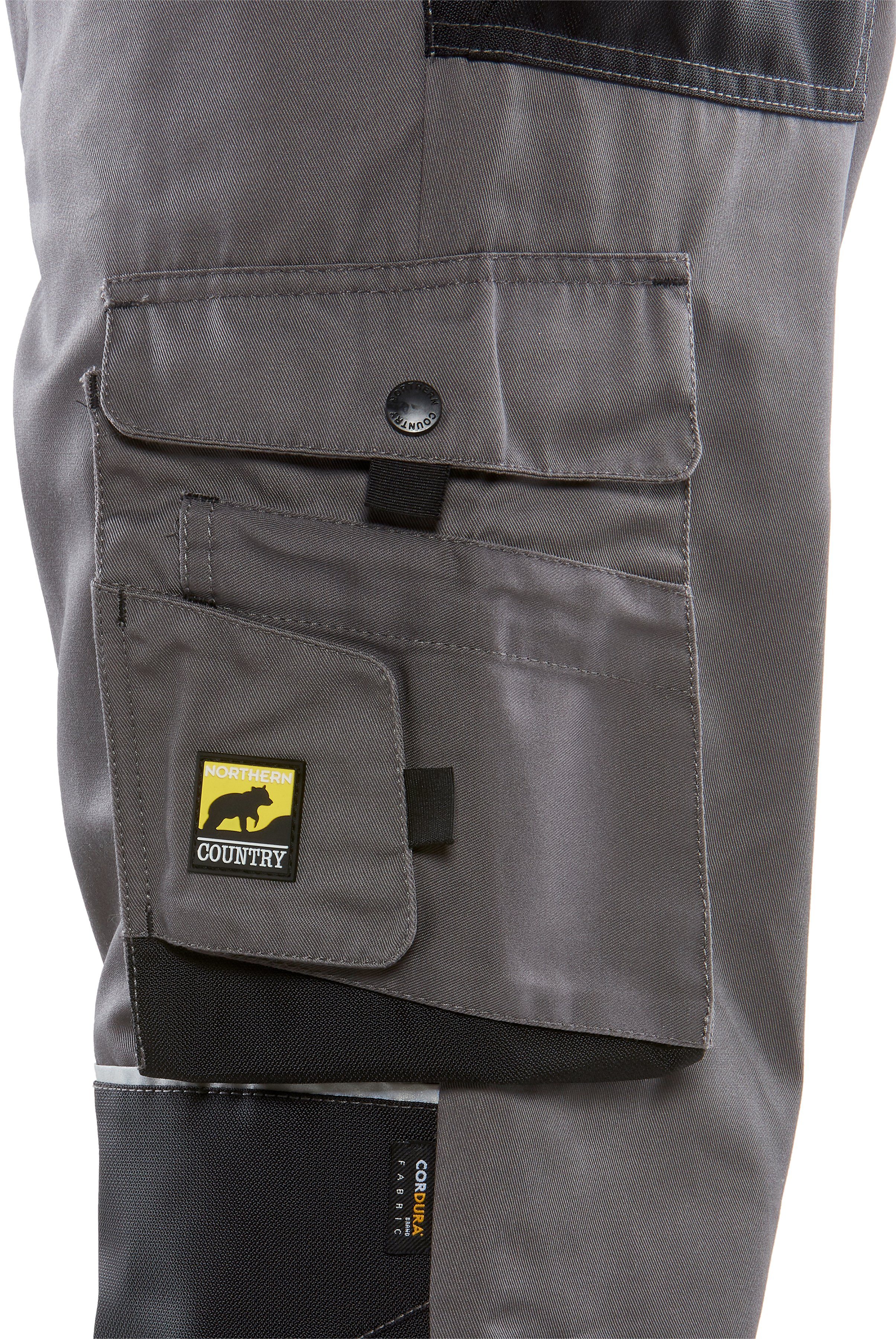 Northern Country Arbeitshose worker light (langlebig durch 3-fach Innenbeinnaht und viele Verriegelungspunkte) mit vielen Cordura®-Verstärkungen und Reflexelementen, mit 8 Taschen