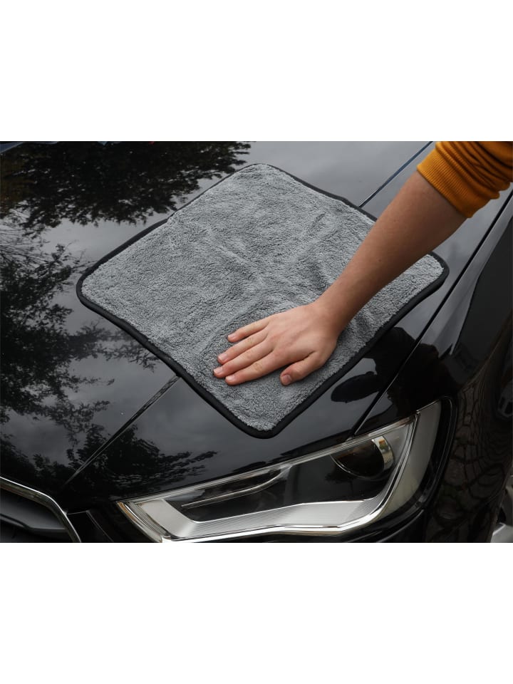 normani 6 Stück Poliertuch Superflausch-Mikrofasertuch in Grau/Schwarz günstig kaufen 44 x 44 cm