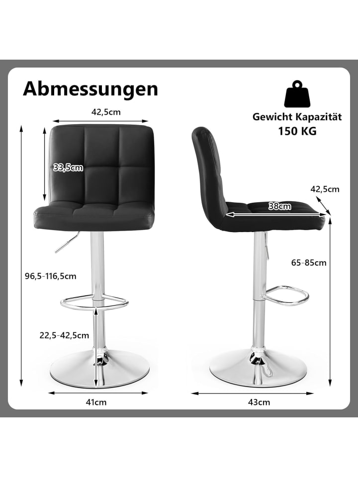 COSTWAY Barhocker drehbar höhenverstellbar in Schwarz günstig kaufen onesize