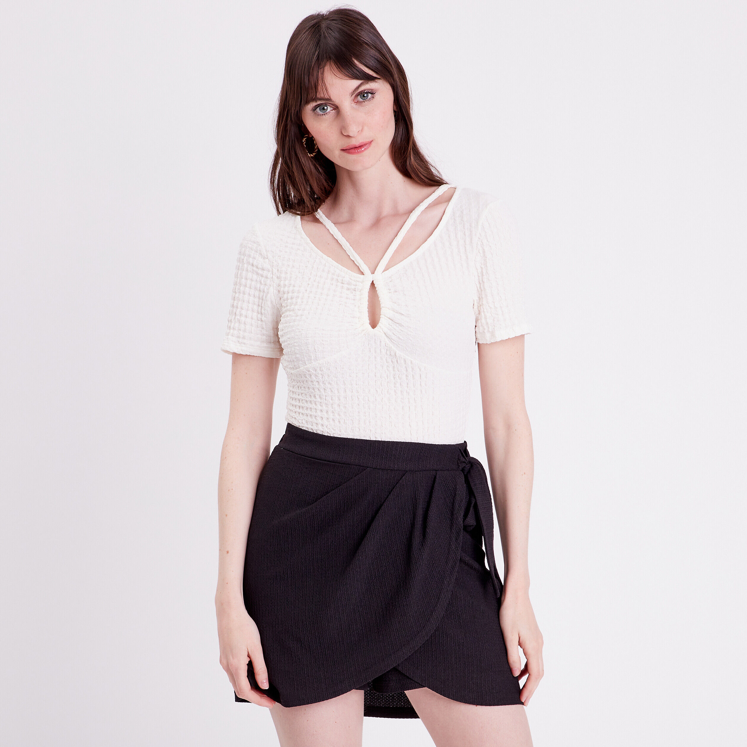 T-shirt manches courtes ecru femme | Cache Cache