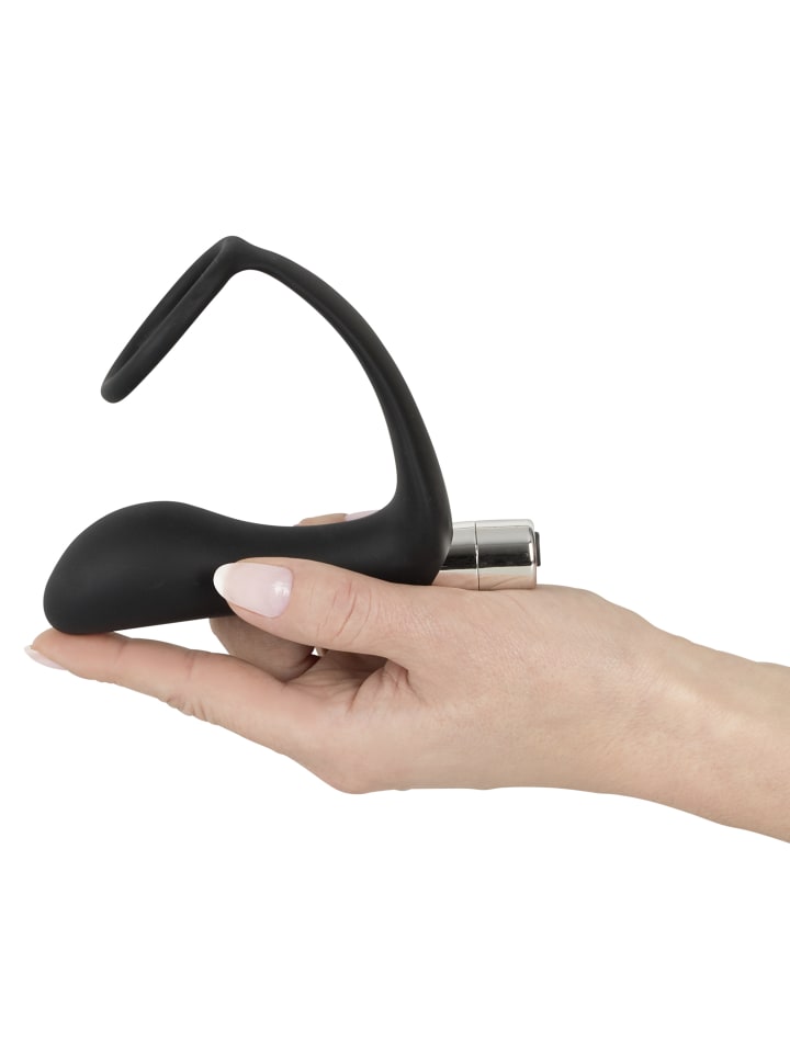 Black Velvets Analplug mit Penisring Vibrating Ring & Plug in schwarz günstig kaufen 10,8 cm