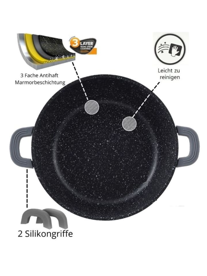 Cheffinger 6-tlg Kochtopfset mit Deckel ø36cm/ø40cm/ø44cm in Schwarz günstig kaufen 36-44