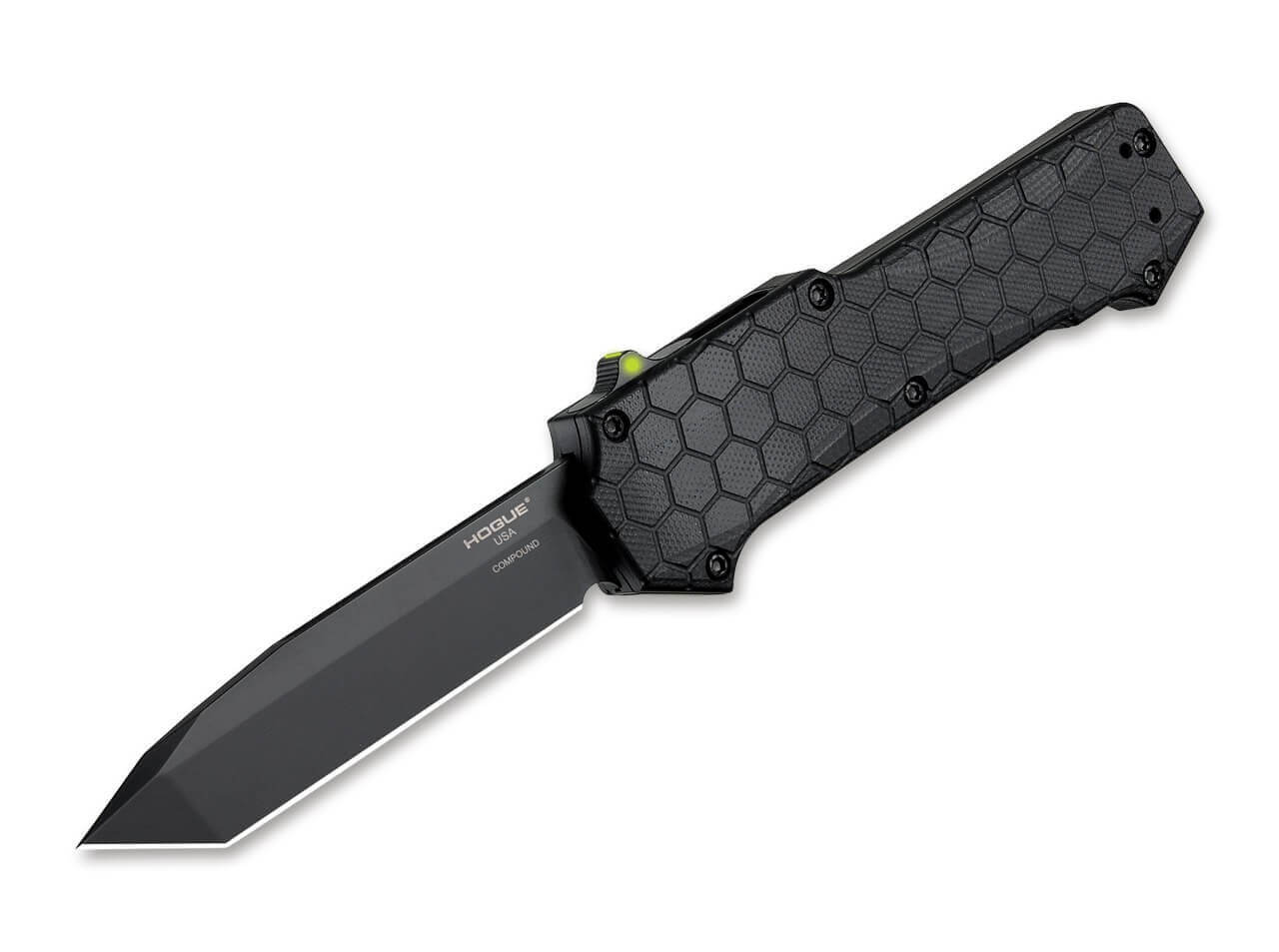 Compound OTF Automatic 3.5 Tanto G10 Solid Black PVD