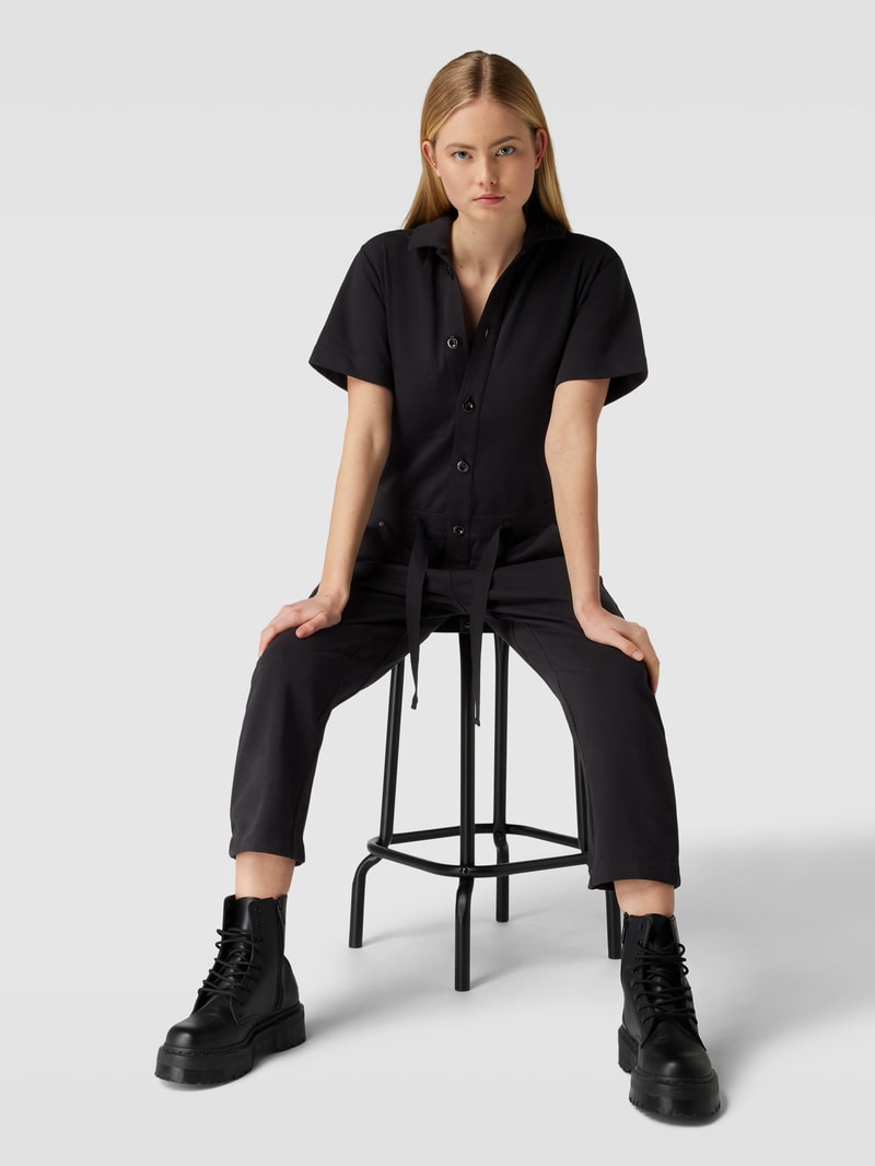 Jumpsuit mit Umlegekragen Modell 'Worker' in schwarz