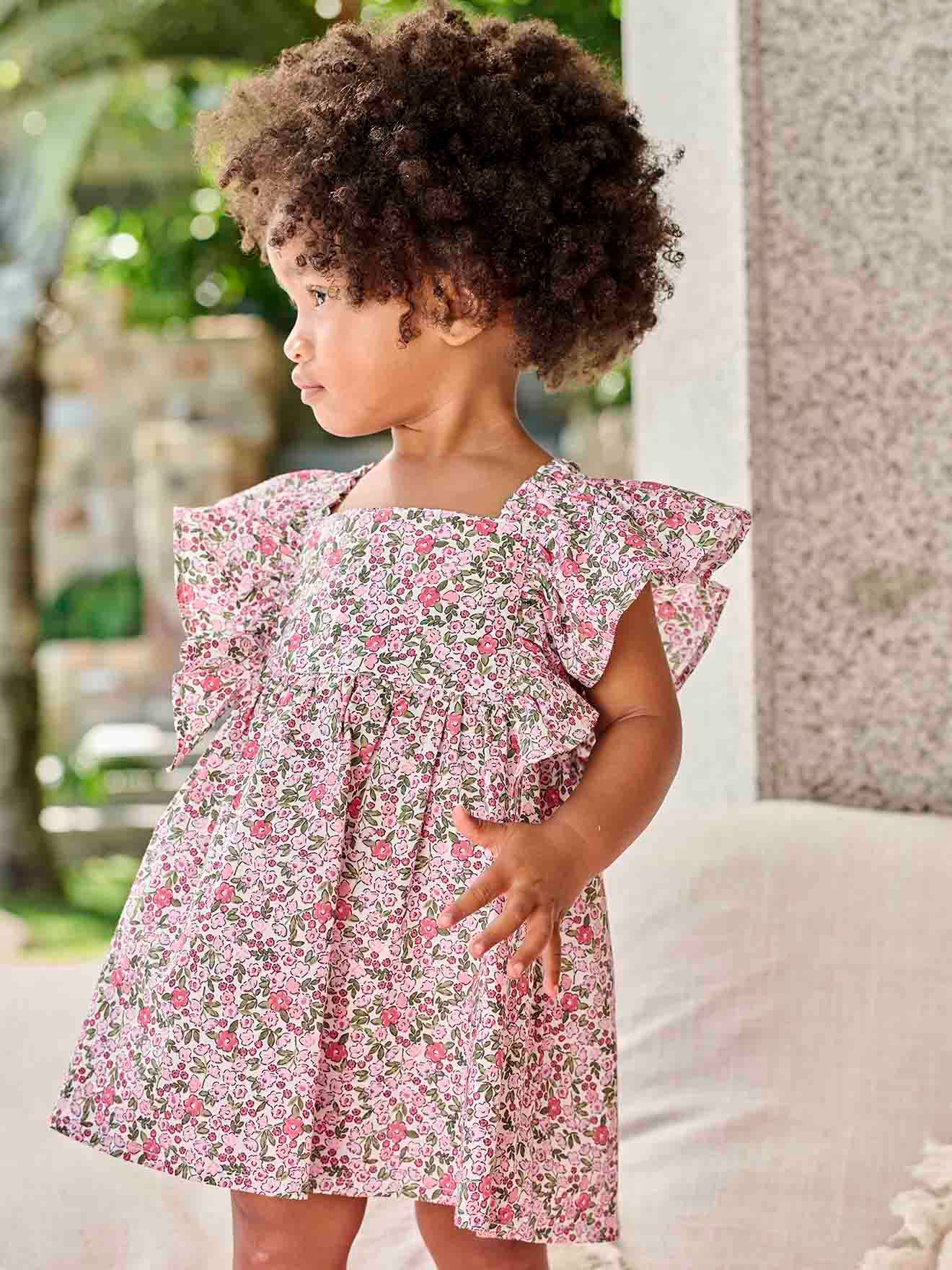 Vertbaudet Baby Volantkleid - rosa kariert