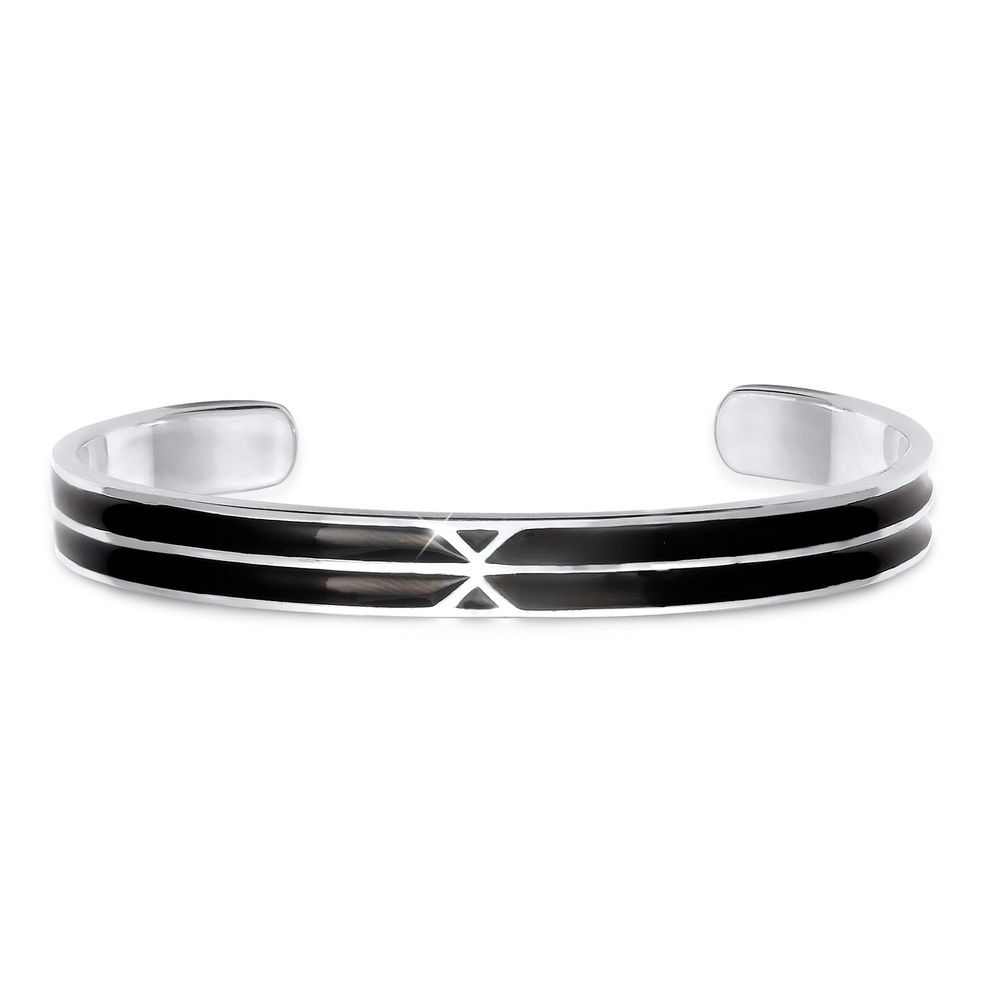 KUZZOI KUZZOI Bracelet Bracelet pour homme en émail ouvert de base en 925/1000 argent ma Bracelet