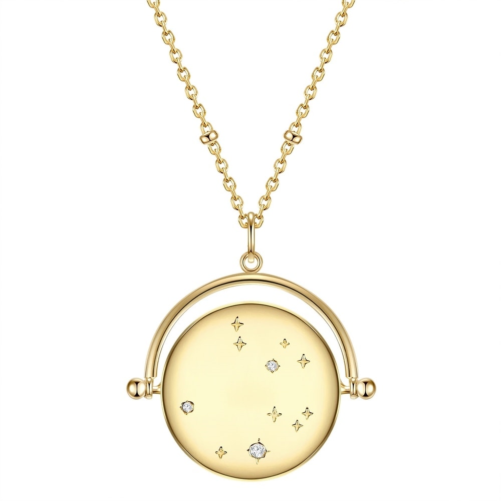 Glanzstücke München Collier en argent Zodiaque Leo Argent sterling Oxyde de zirconium (CZ) en Or jaun collier