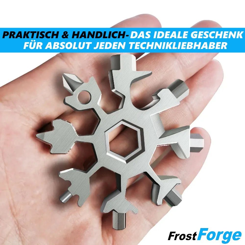 MAVURA Multitool FrostForge 18in1 Multi Werkzeug Schneeflocke Schneeflocken, Edelstahl Multifunktionswerkzeug Geschenk Gadget