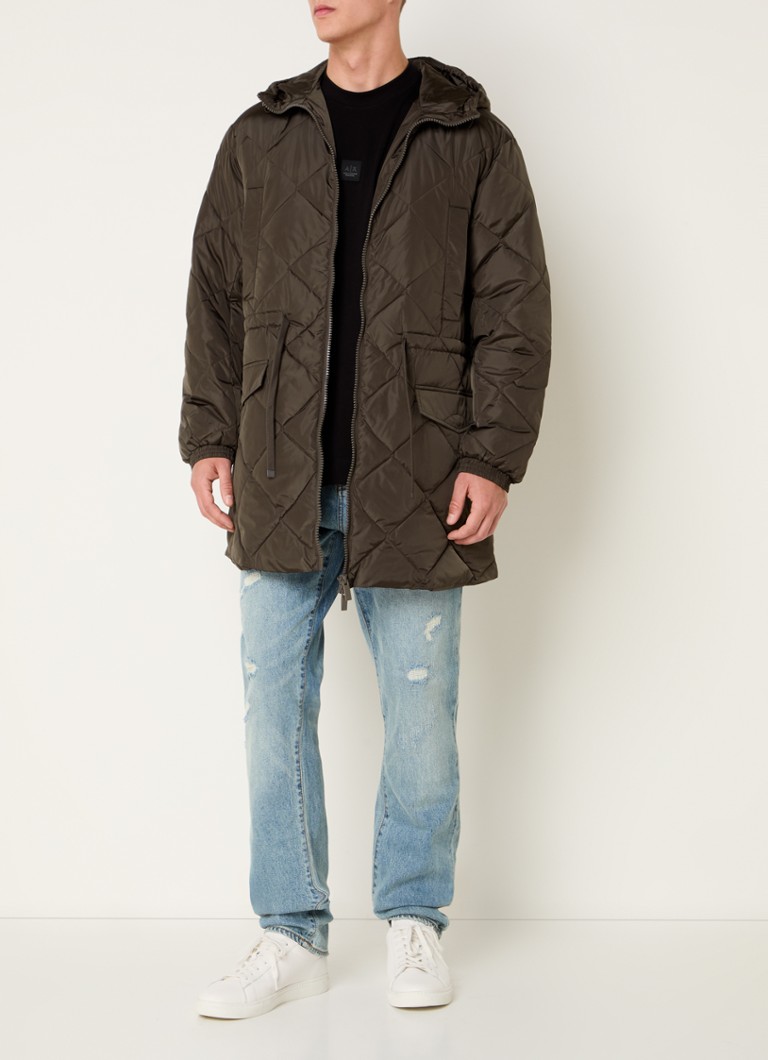 Parka trapuntato con cappuccio di Armani Exchange, decorato con un motivo trapuntato.