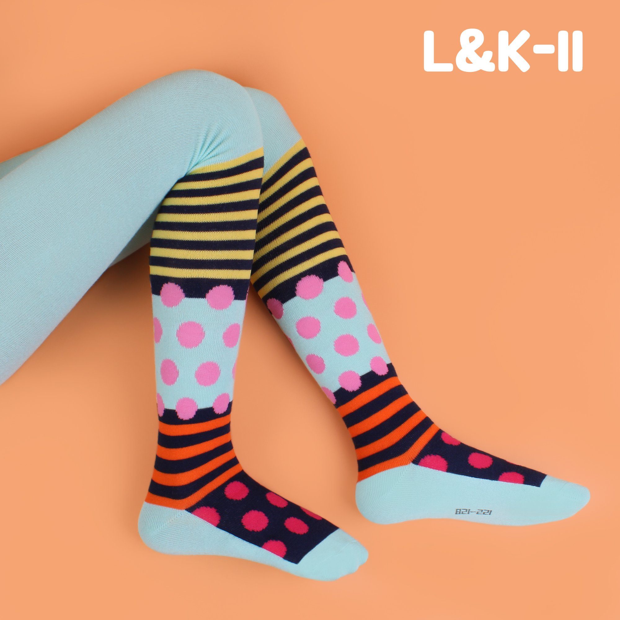 L&K-II Strickstrumpfhose 2728 (6er-Packung) aus Baumwolle mit hübschen Farben und Muster