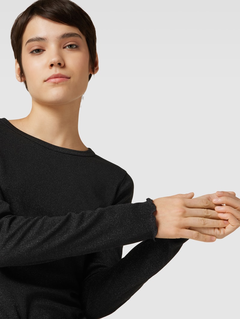 Longsleeve mit Viskose-Anteil und Effektgarn in black