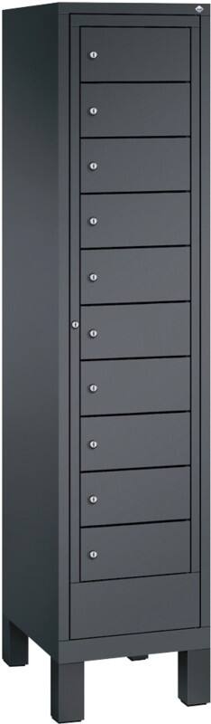 C P S 3000 Evolo Metall Schließfach 11 Türen Zylinderschloss 420 x 500 x 1.850 mm Schwarz 48060-110 S10008