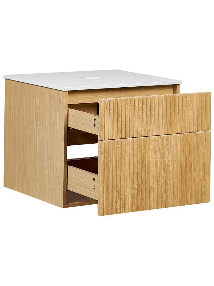 Beliani Badezimmerschrank BEXTI in Heller Holzfarbton/Weiß günstig kaufen onesize