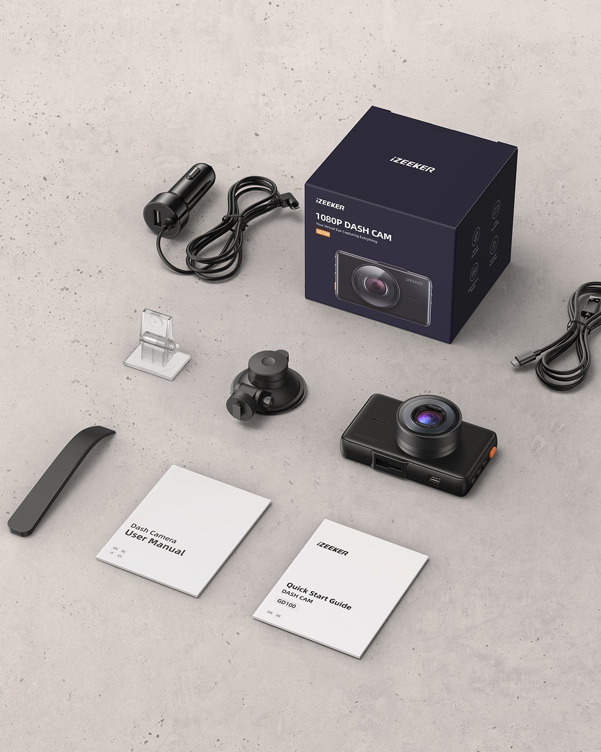 iZEEKER Full HD Dashcam (Full HD, 1080P, Nachtsicht, 170° Ultraweitwinkel, 3-Zoll-LCD-Bildschirm)