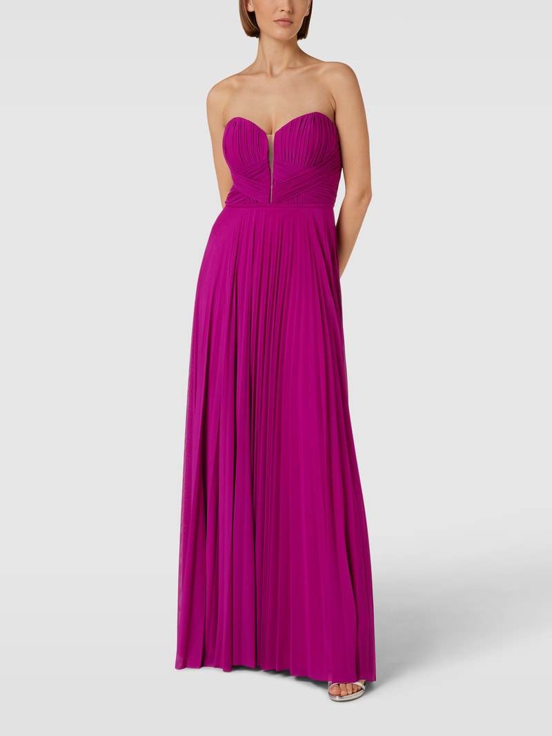 Abendkleid mit Plisseefalten in fuchsia