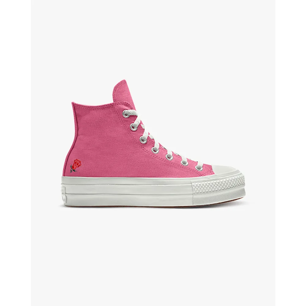Converse Custom Chuck Taylor All Star Lift Platform Embroidery By You A03766CHO23_CONVERSEPINK_ROSE_GR / pink