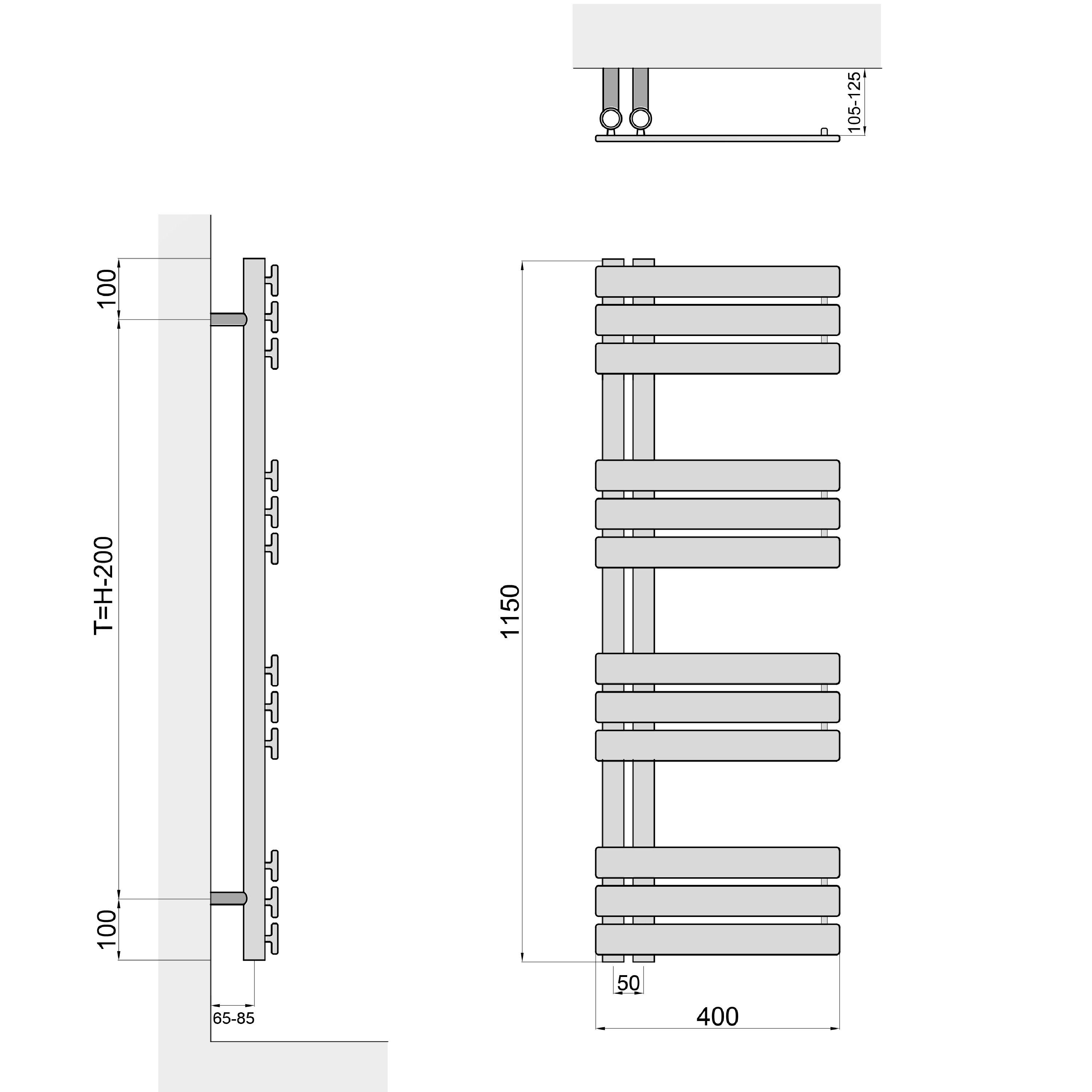 Aquabad® Badheizkörper FORNAX Handtuch Heizkörper Mittelanschluss 50mm, 40x115cm, 461W