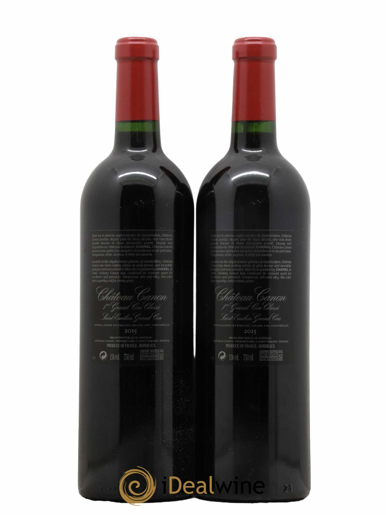Château Canon 1er Grand Cru Classé B  2015 - Lot de 2 Bouteilles