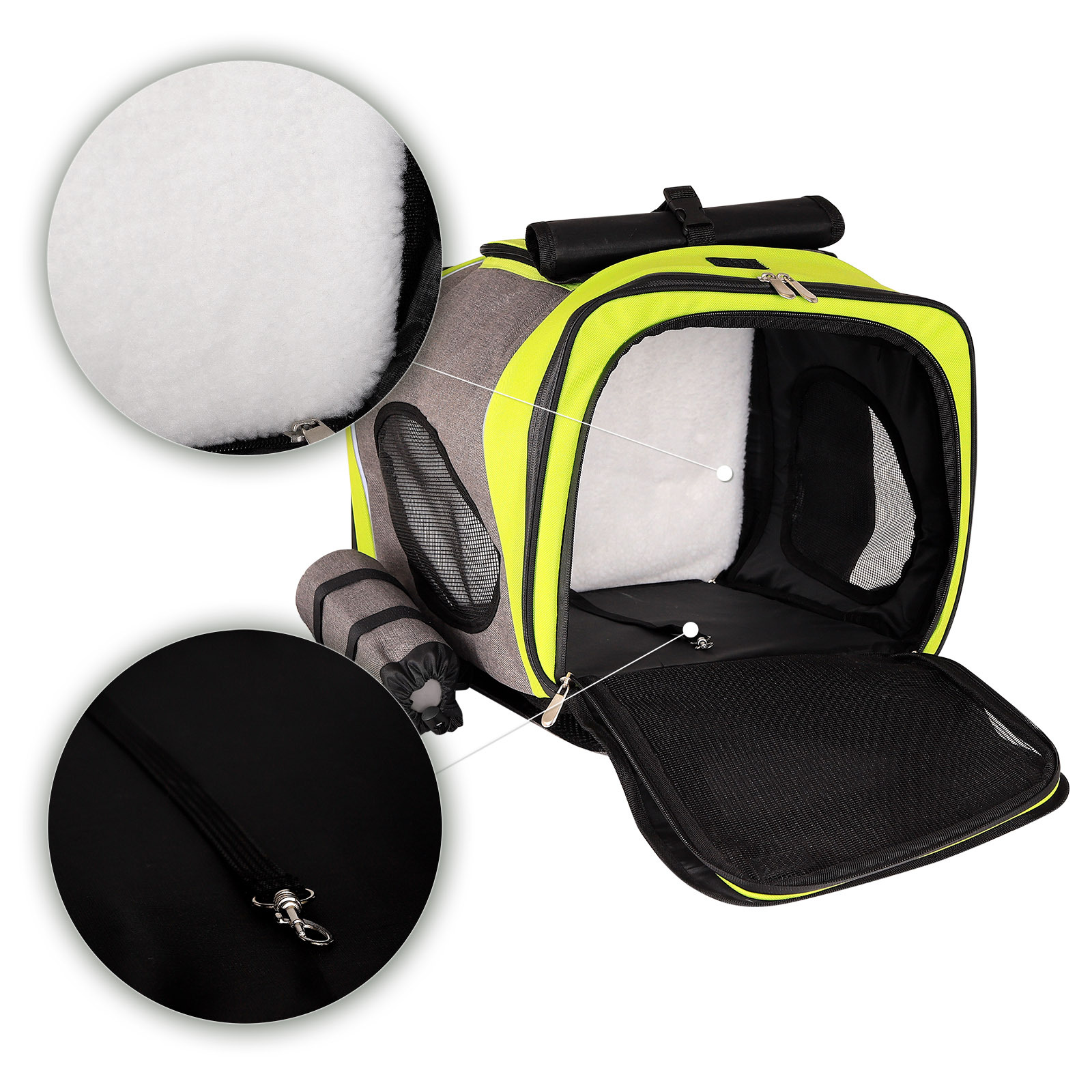 Lionto Tragetaschen Lionto Haustier-Rucksack grau/ grün