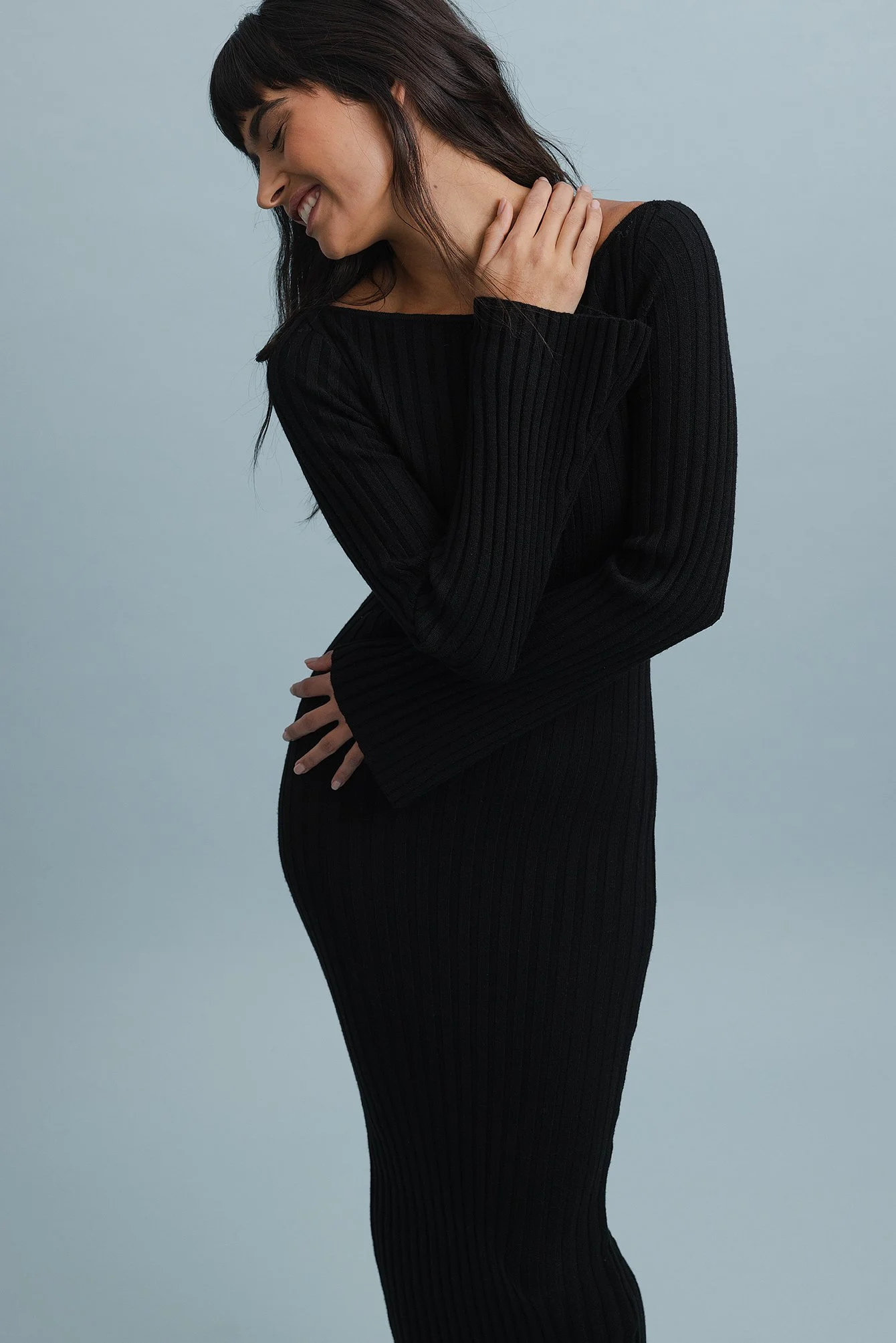 Wickel-Strickkleid mit Rückendetail