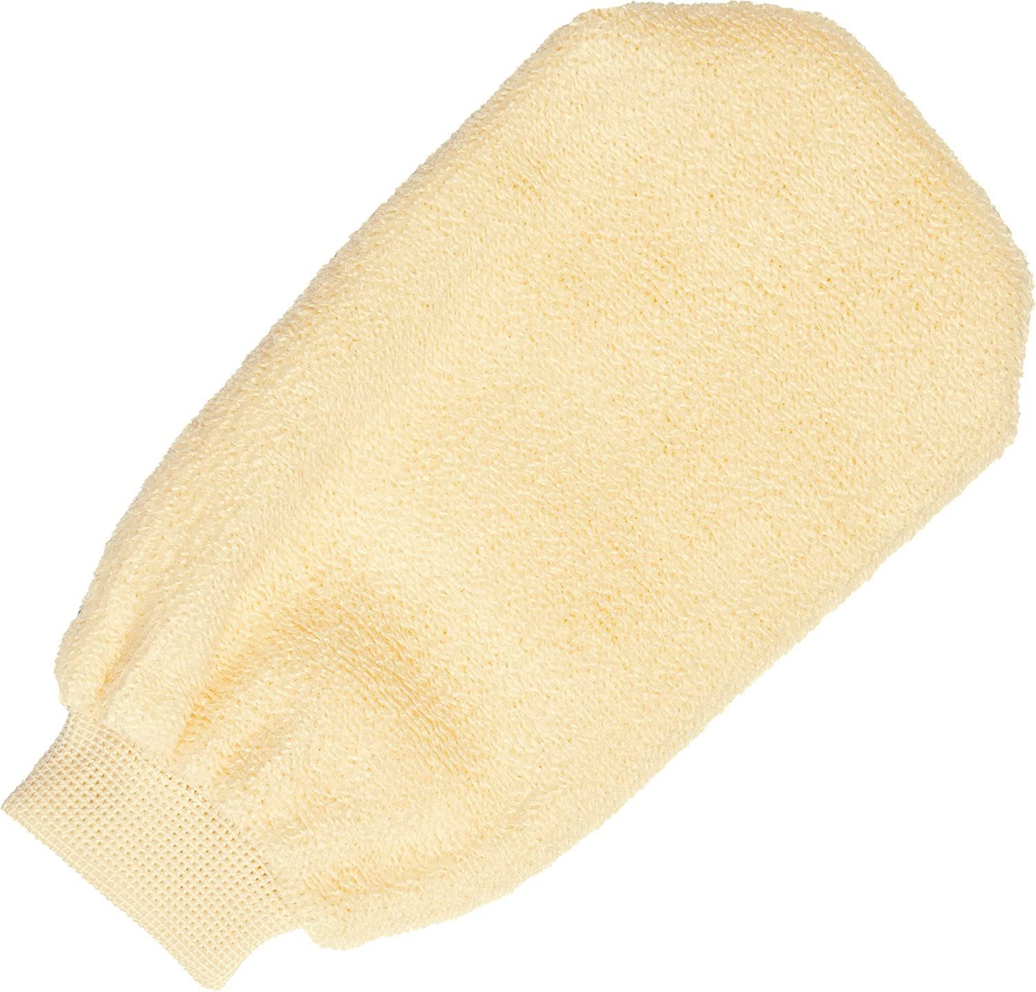 BRUBAKER Waschhandschuh Peelinghandschuh für Bad & Dusche - Massagehandschuh Peeling Handschuh (Porentiefe Reinigung, 1-tlg., Creme Beige), Körperpeeling für Damen und Herren