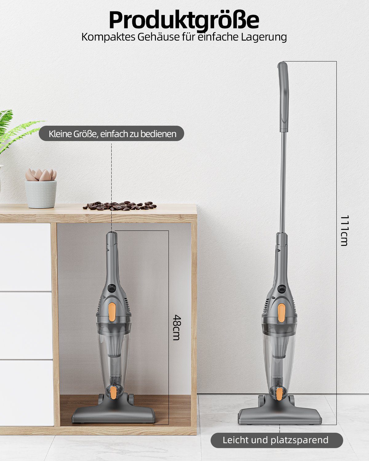 Redkey Stielstaubsauger P5, 400,00 W, Staubsauger mit Kabel, 2 in 1 Stielstaubsauger und Handstaubsauger, für Harte Böden Teppich Auto