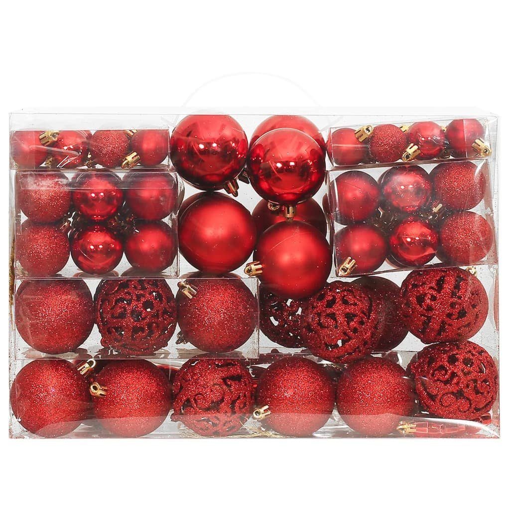 vidaXL Christbaumschmuck 111-tlg. Weihnachtskugel-Set Rot Polystyrol (111-tlg)