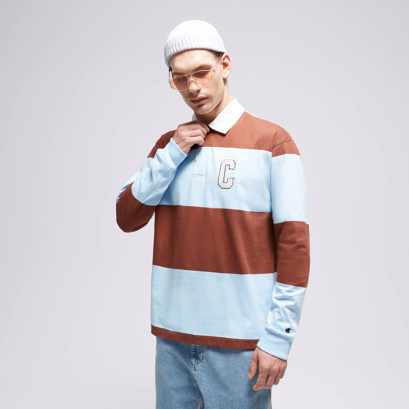 CHAMPION T-SHIRT STRIPED POLO Braun