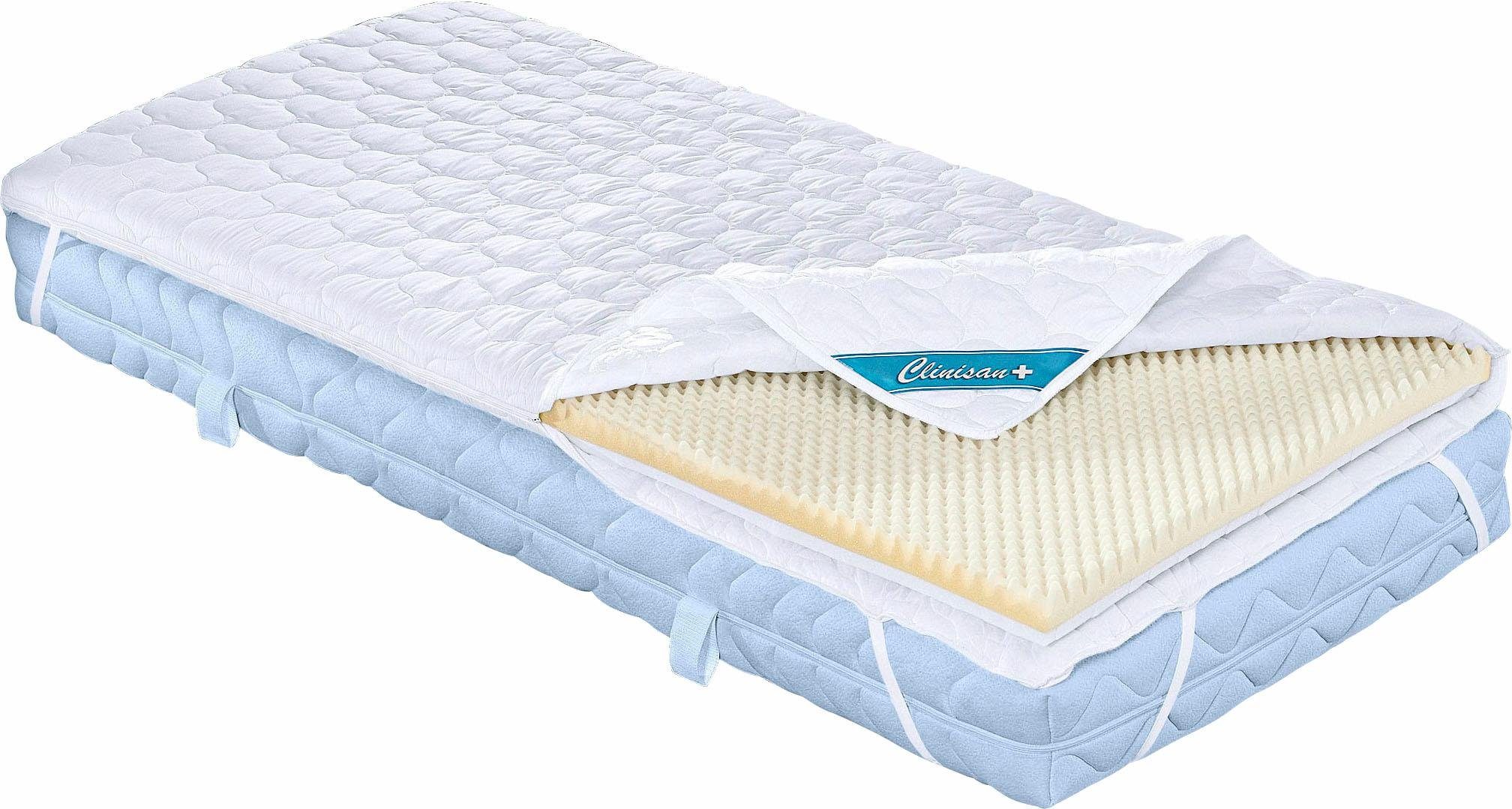 Topper Clinisan Punktoflex, Bezug kochfest 95°, f.a.n. Schlafkomfort, 6 cm hoch, Baumwolle, Komfortschaum, Polyester, Druckentlastung/- Verteilung durch Noppen-Struktur