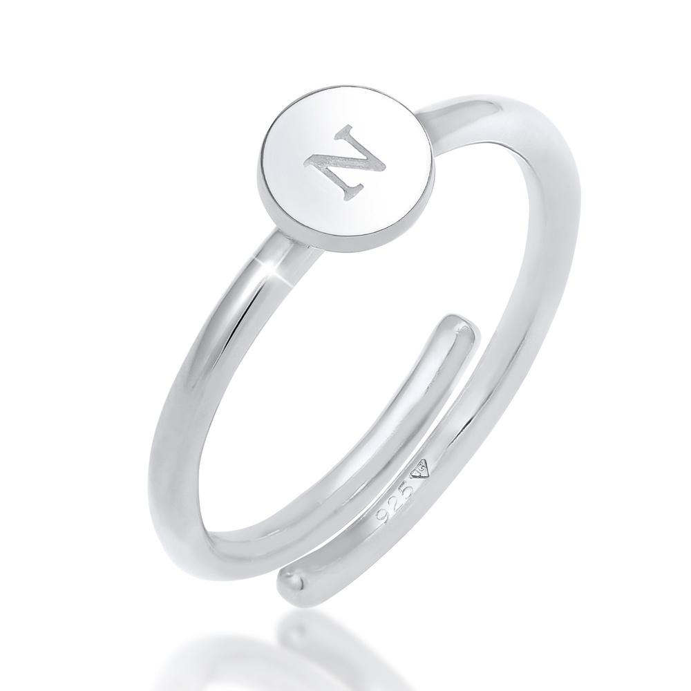 Elli Elli Bague Buchstabe N Kreis Verstellbar 925 Sterling Silber Bague