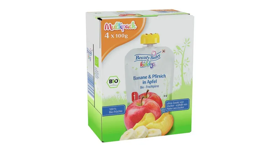 Beauty Baby Kiddys Bio Quetschie Banane & Pfirsich in Apfel Multipack 400 g