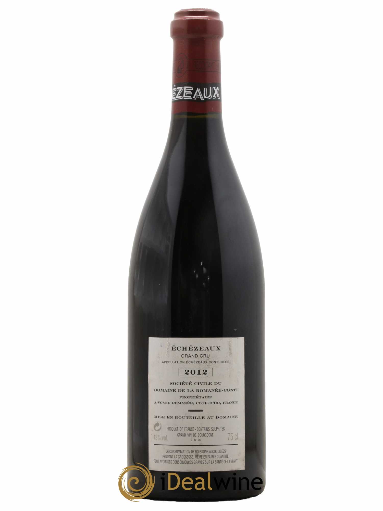 Echezeaux Grand Cru Domaine de la Romanée-Conti  2012 - Lot de 1 Bouteille
