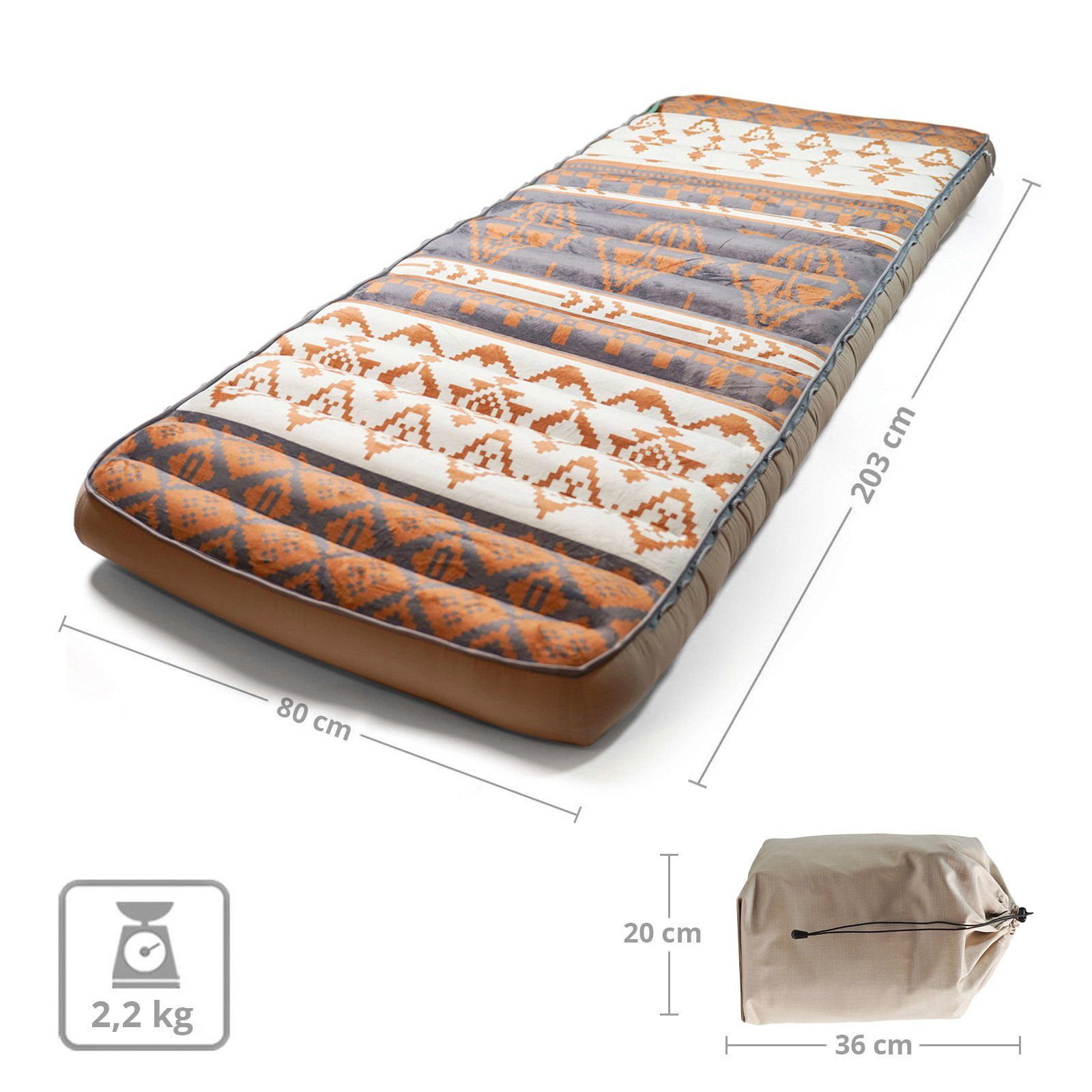 Human Comfort Luftbett Luft Bett Chatou Print Isomatte, Kasten Matratze Gäste Baumwolle