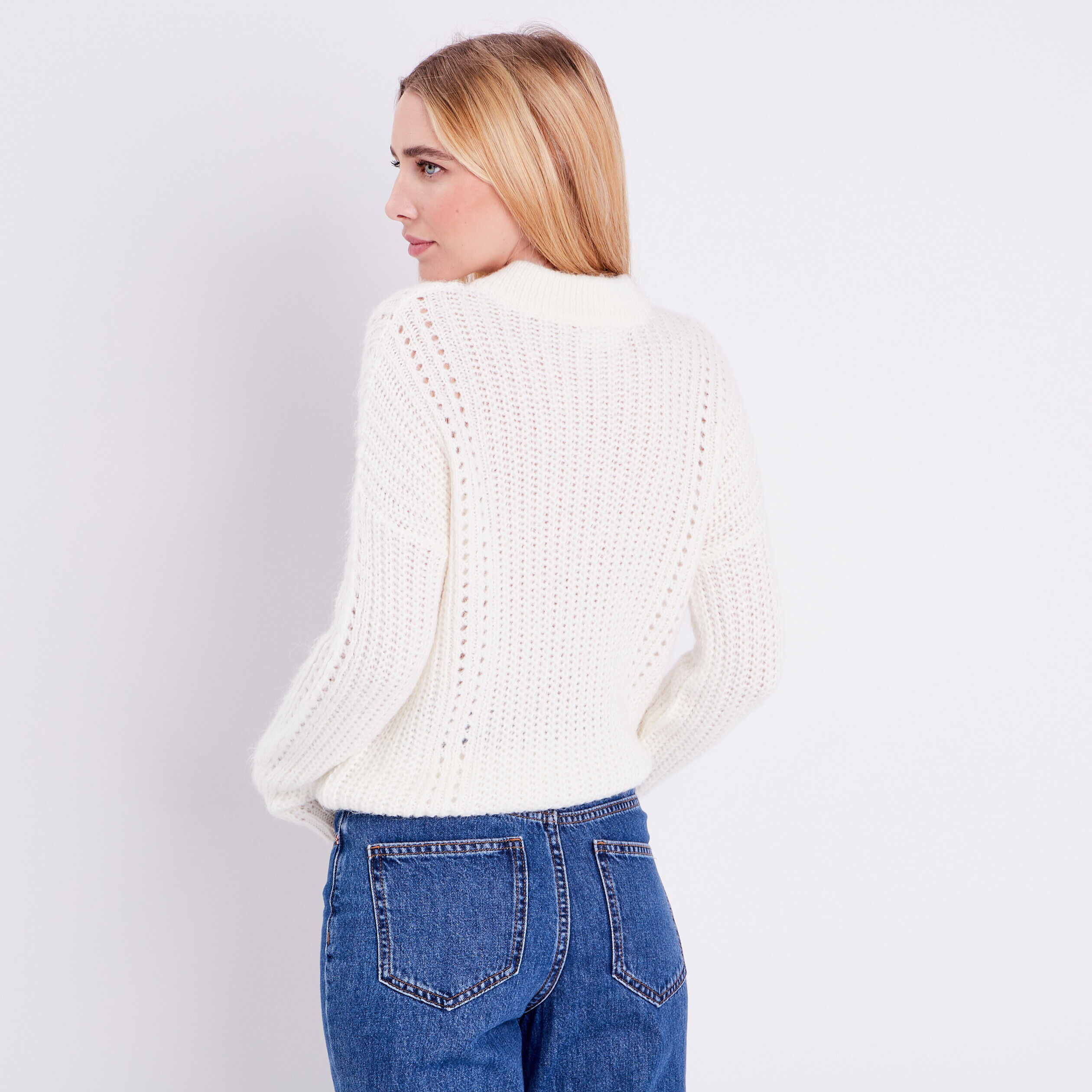 Pull boutonné ecru femme | Cache Cache
