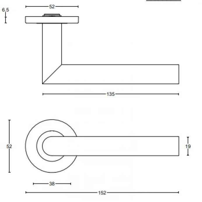 Formani 1501D142INXX0L BASICS LB2L-19 dørhåndtag EN1906 klasse 3 fjederbelagt roset mat rustfrit stål