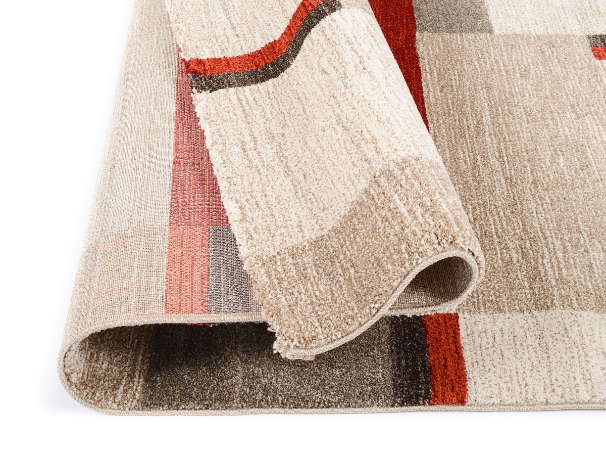 Webteppich Castle Diamant Beige-Braun-Rot 65 x 130 cm