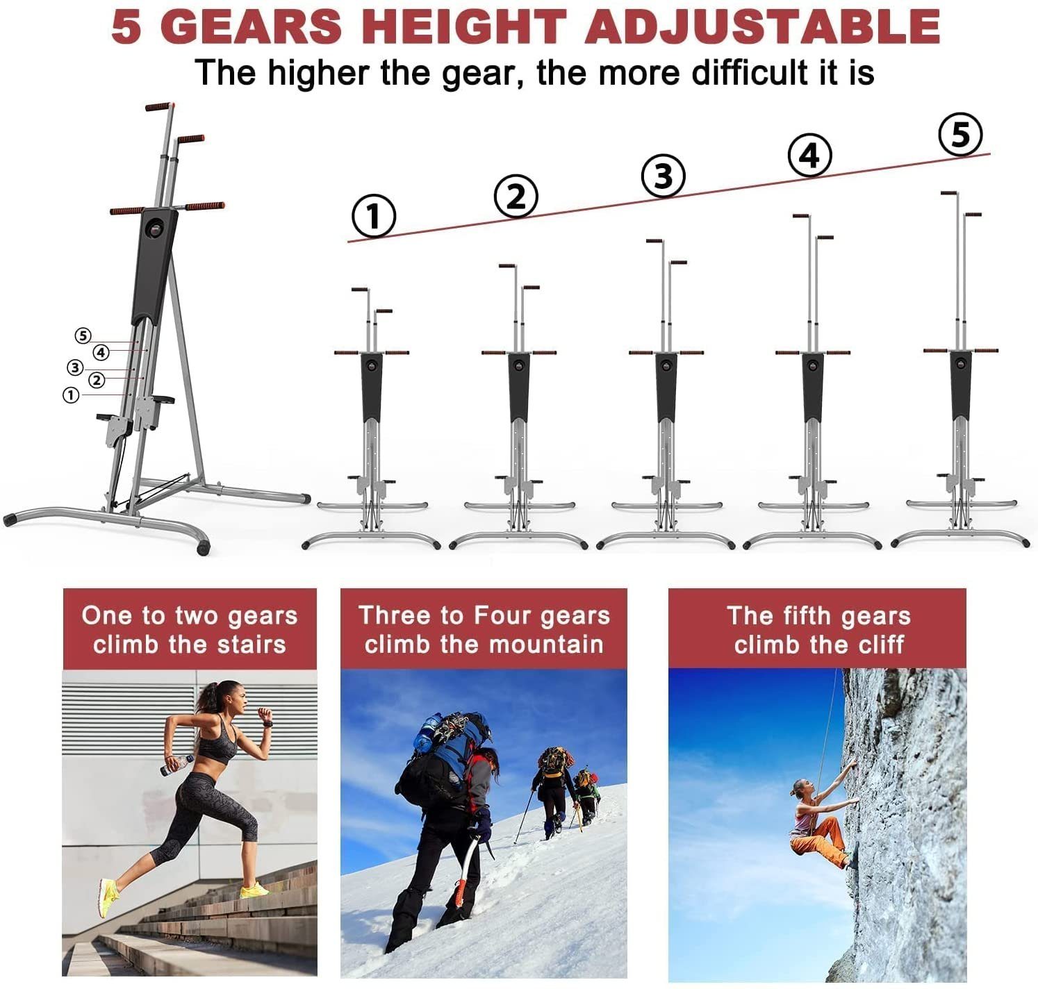 Technofit Kletter-Trainingsgerät TT1056 Vertical Climber Klettergerät Treppensteiger, viele Variationsmöglichkeiten, mit LCD Display