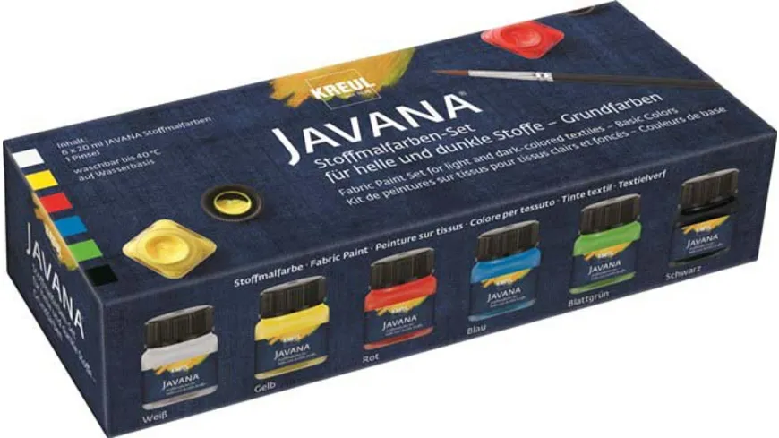 KREUL Javana Stoffmalfarben für helle und dunkle Stoffe 6er Set Grundfarben 120 ml mehrfarbig