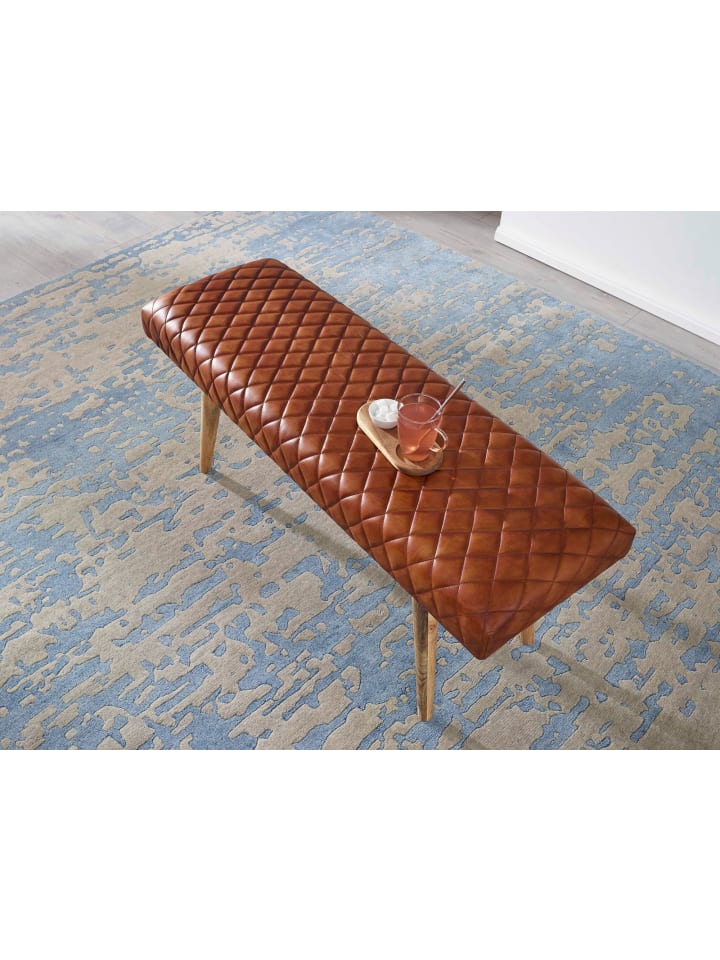 KADIMA DESIGN Sitzbank Echtleder / Massivholz Bank 115x53x38 cm, 2er Polsterbank günstig kaufen onesize