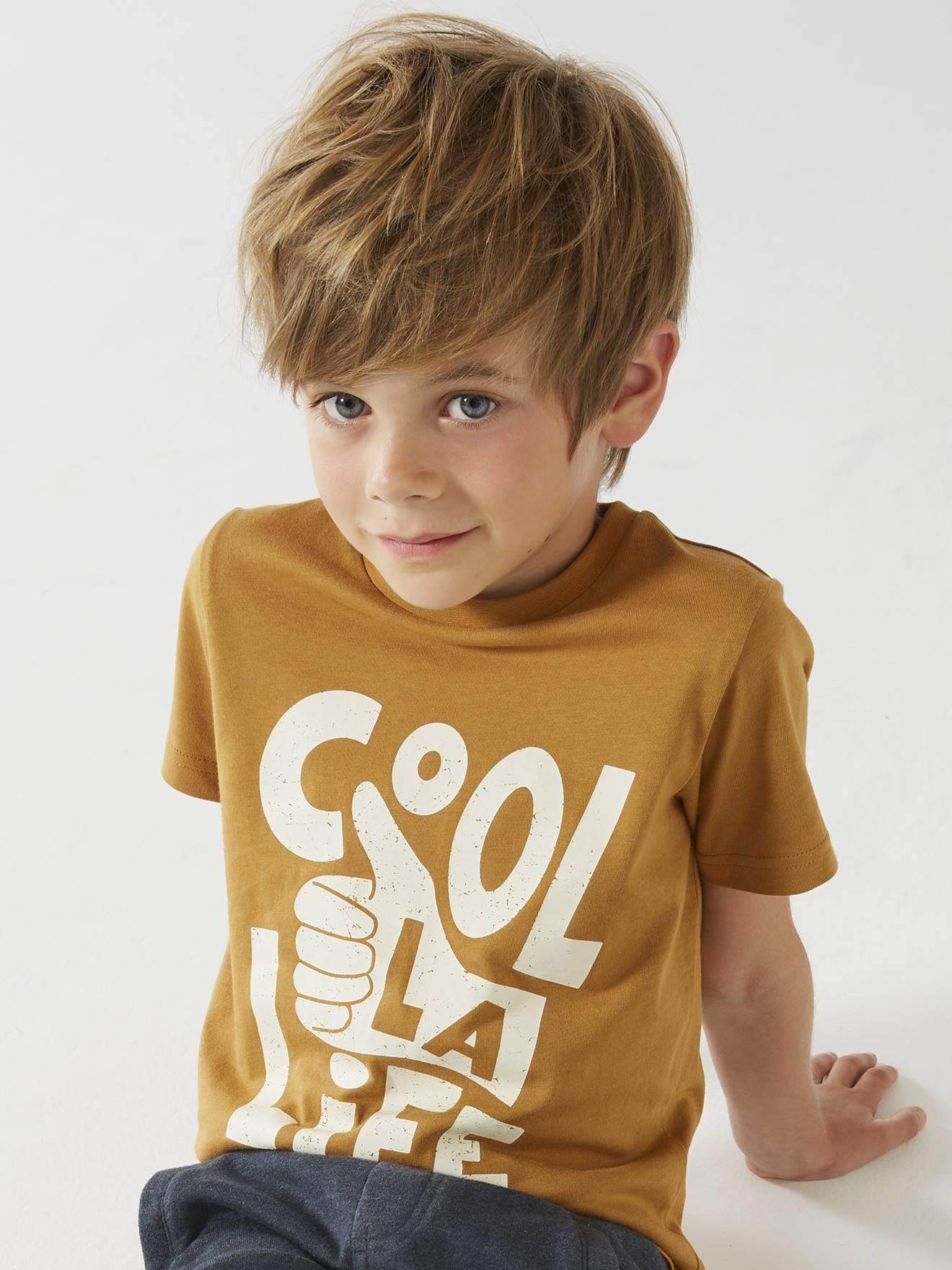 T-shirt imprimé Basics garçon manches courtes ocre